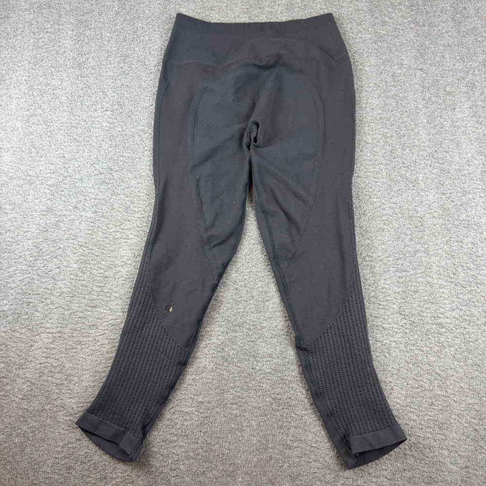 Lululemon Reveal Leggings Zen Expression Women's 6 Black Mesh Seamless Leggings